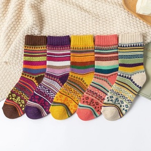 High and Premium Quality Autumn and Winter Cute Colorful Striped <b>Women</b> Warm Rabbit <b>Wool</b> <b>Socks</b> - Product Image 2