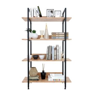 Estantería VASEN KS68082 de 4 Niveles, Madera de Caucho con Estructura de Hierro, Tipo Vertical, Decorativa para Sala de Estar - Product Image 1
