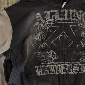 High Quality <b>Trendy</b> Layered Sleeve Zip-up <b>Hoodie</b> Contrast Trim Custom Printing Block Acid Wash 100% Cotton Printed <b>Hoodie</b> - Product Image 3