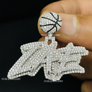 Colgante de Letra Personalizado Unisex de Oro 10K con Diamantes Cultivados en Laboratorio, Corte Brillante, Estilo Hip Hop, Baño de Rodio/Oro, para Uso Diario - Product Image 4