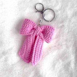 Acki Aluminum Crochet Cotton Car Keychain <b>Bow</b> Modern Cute Creative <b>Gift</b> Hand-woven Finished Bag Pendant Model S01 - Product Image 6