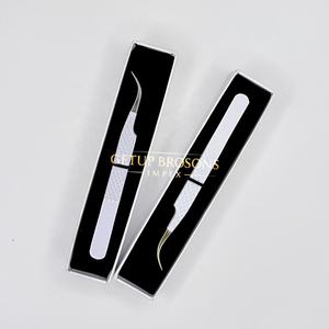 Cils en fibre courbés à dents lisses, anti-magnétiques, anti-statiques, en acier inoxydable, design diamanté, poudre blanche, 10 mm - Product Image 6