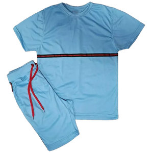 Ensemble de vêtements décontractés imprimés personnalisables pour hommes T-shirt et short assortis avec rayure tendance, idéal pour l'été Street Style - Product Image 4