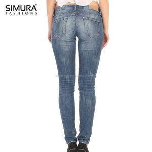 Best Low Waist Online Shopping Hot Female Stylish Skinny Design Garment Dyed Eco-Friendly <b>Denim</b> Stretchable Jeans Pant - Product Image 4