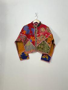Women's Kantha <b>Jacket</b> Women's Cotton Quilted <b>Bridal</b> <b>Jacket</b> Short Kantha Embroidery Kantha Patchwork - Product Image 6