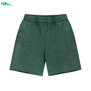 Pantalones cortos ácidos lavados de peso pesado personalizados para hombre, algodón/poliéster, ropa informal desgastada Vintage sólida, para correr, cintura alta - Product Image 5