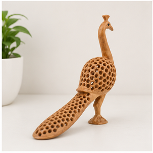 Escultura de Pavo Real de Madera Hecha a Mano, Figura de Animal Tallada, Decoración Tradicional para Mesa de Sala de Estar, 1 Pieza - Product Image 2