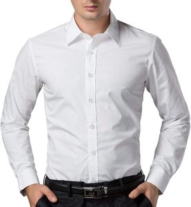Camisas Casuales de Manga Larga para Hombre de Primera Calidad, Cierre de Botón, Formales, Elásticas, Ajustadas, de Poliéster/Algodón para Oficina - Product Image 3