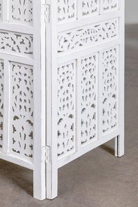 Paravent en bois, séparateur de pièce élégant, écran d'intimité pour la maison, le bureau, le studio, le salon, Kangra Badrun, blanc (4 panneaux) - Product Image 5