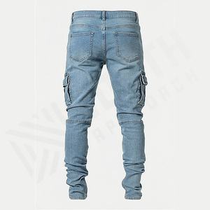Top Quality Unisex Winter Men Straight Pant Oversized Breathable Sun Faded Washed Denim Distressed Jeans <b>Trousers</b> Customized - Product Image 2