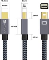 Câble Mini DP vers Mini DP, 4K 60Hz, IVANKY, 2M/6.6ft, Gris