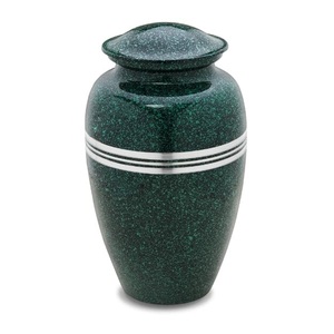 Urne funéraire en laiton de couleur verte pour personne adulte avec vadrouille en nacre avec tailles 27x15 cm - Product Image 1