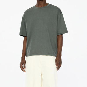Venta al por mayor 100% algodón exterior Boxy camisetas para hombres transpirable gota hombro cuello redondo 260 gramos tela peso sólido disponible - Product Image 4