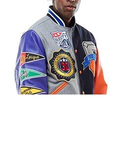 แจ็กเก็ตเบสบอลของผู้ชายวินเทจ, เสื้อแจ็คเก็ตบุผ้าหนาคอปกตั้งทรงหลวมอบอุ่นสำหรับฤดูใบไม้ผลิไฮสตรีทปักตัวอักษร - Product Image 5