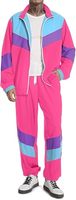 Costume de survêtement rétro pour homme, années 80, 90, 70, 2 pièces, veste coupe-vent hip-hop, 100% polyester, poids moyen, longueur intégrale