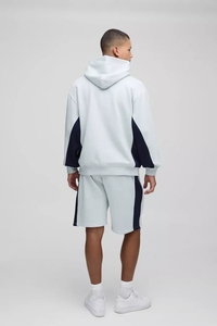 Chándales cortos personalizados de gran tamaño con capucha de bloque de color para hombre, ropa informal, chándal transpirable y cómodo para hombre - Product Image 2