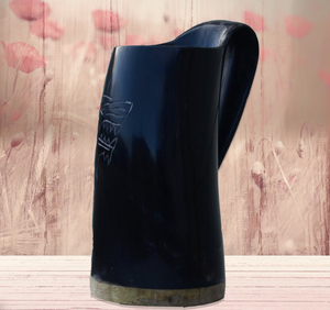 Beautiful Black Colour Hand Crafted Lightweight Large Stein Tankard Viking Drinking <b>Mugs</b> Anniversary Gift Husband Gifts Couples - Product Image 1