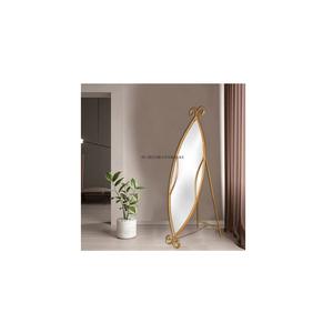 Cadre en métal plaqué or de concepteur antique élégant de regard magnifique pour l'approvisionnement d'utilisation de salle de bains de maison et d'hôtel de miroir de plancher de l'Inde - Product Image 1