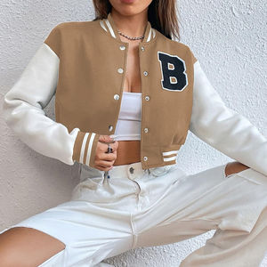 Chaqueta Varsity Corta para Mujer, Transpirable, de Lona Estampada, de Alta Calidad, con Logotipo Personalizable, Etiqueta Personalizable, Moda de Invierno, Color Personalizable - Product Image 5