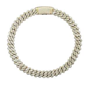 Cadena de eslabones cubanos Iced Out 14mm VVS Moissanite corte redondo diamante Hip Hop joyería para hombres 925 plata esterlina - Product Image 1