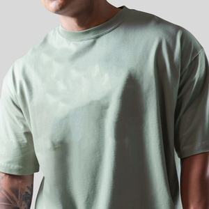 Vente en gros T-shirts courts surdimensionnés pour hommes de qualité supérieure 100% coton biologique séchage rapide imprimé léger col en O uni - Product Image 3