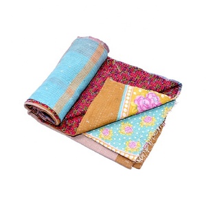 Edredón indio Vintage Kantha, tamaño Queen, manta de algodón, colcha, uso de verano para el hogar o el Hotel, juegos de cama de boda - Product Image 1