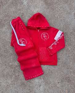 ชุดวอร์มแฟชั่นสำหรับผู้ชายชุดเสื้อฮู้ดและกางเกงปรับแต่งได้ - Product Image 1