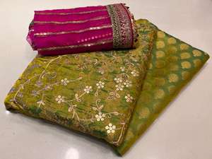 Tendances par Cp Luxury Pure Jamawar Banarsi Shirt Trouser Prêt à Porter Dupatta 3 Pc Unstitched Ladies Suits Formal Wear Anarkali - Product Image 6