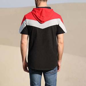 Gran oferta de sudaderas con capucha de color de contraste de palangre ligero para hombre con bolsillos, sudaderas con capucha de manga corta, ropa básica para hombre - Product Image 3