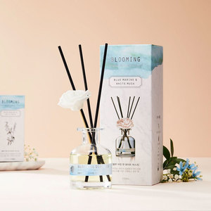 [BLOOMING] Home Fragrance <b>Reed</b> <b>Diffuser</b> Set Premium Perfume Blue Marine & White Musk Long Lasting Fresh Glass 150 130ml - Product Image 1