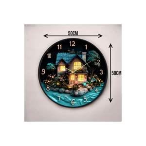 Colorful Print Patterned <b>50cm</b> Wooden Silent Table <b>Wall</b> <b>Clock</b> Perfect Gift Idea - Product Image 6