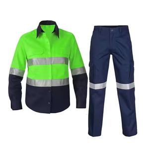 Couleur noire rouge fluorescente faite costume de vêtements de travail de sécurité haute visibilité industrie du bâtiment uniforme de sécurité antistatique et anti-flamme - Product Image 5