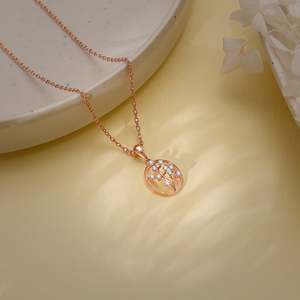 Heer by GIVA Or Rose 925 Argent Inspirant Arbre Diamant Pendentif Collier-Élégant Tous Les Jours Bureau Fête Bijoux - Product Image 4