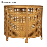 Table basse ronde artisanale innovante en rotin et bambou avec rangement pour salle à manger, salon, mobilier de maison contemporain, vente en gros