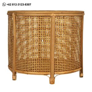 Mesa redonda de mimbre hecha a mano, diseño de bambú con almacenamiento para comedor, sala de estar, muebles para el hogar, venta al por mayor - Product Image 3