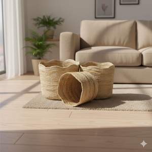 ชุดตะกร้าดอกกุหลาบ 3 ใบ งานฝีมือจากใยมะพร้าว - Product Image 3