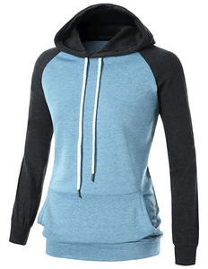 Sudadera con capucha de manga larga para mujer, de color contrastante, ligera, con cremallera y bolsillo tipo canguro - Product Image 5