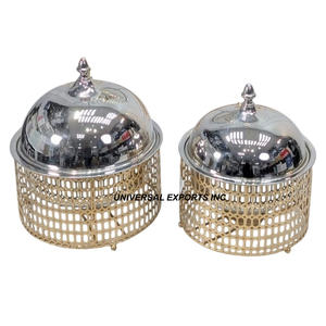 หม้ออุ่นอาหารโลหะแบบแฮนด์เมดรูปทรงกลมพร้อมฝาเคลือบด้านเครื่องอุ่นอาหารแฟนซีสไตล์คลาสสิก - Product Image 6