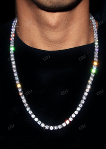 Classic Trendy Moissanite <b>Tennis</b> <b>Necklace</b> 6mm 24 Inch 925 <b>Sterling</b> <b>Silver</b> Moissanite Diamond <b>Tennis</b> Chain <b>Necklace</b> For Women - Product Image 2