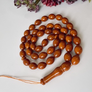 Perles de prière islamiques vintage marron, 45 perles d'ambre de la Baltique, Tasbih - Product Image 5
