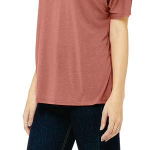 65% Poly 35% Viscose 32 simple 3.7 oz Mauve T-Shirt femme ample col en v avec ourlet inférieur incurvé subtil - Product Image 5