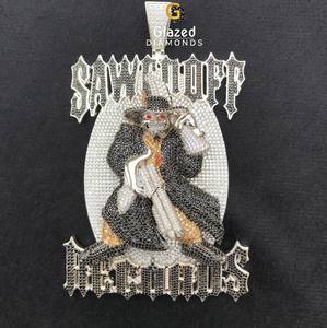 Pendentif Hip Hop en or blanc 10 carats fabriqué à la main diamants cultivés en laboratoire VVS nom personnalisé «conception de glace» pour les fêtes - Product Image 1