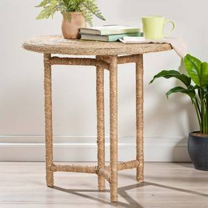 Mesa auxiliar de paja de algas marinas, mesas auxiliares de paja natural para decoración de dormitorio, accesorios - Product Image 1