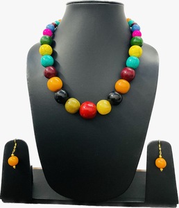 Collar de cuentas químicas con forma ovalada 1,5, colgante de Cuentas grandes y pendientes, collar de cuentas para mujeres y niñas - Product Image 5