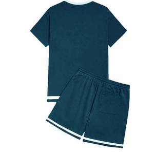 OEM Customized High Street Plus Size <b>Men's</b> Summer <b>Clothing</b> Sets Crewneck T Shirts & High Waist Shorts Solid Pattern Tracksuits - Product Image 6