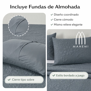 MANEMI Copriletto Classico Ricamato Estivo di Metà Stagione con 1 o 2 Federe Lavabili Varie Misure - Product Image 5