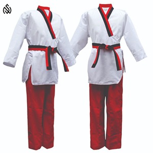 Vente en gros d'uniforme de taekwondo grande taille fabriqué en usine avec logo personnalisé vêtements d'arts martiaux jiu jitsu kimono uniforme de taekwondo - Product Image 5