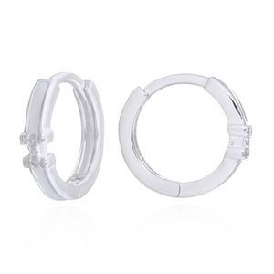 Trendy Sterling Silver <b>Hoop</b> <b>Earrings</b> with White Enamel Details Women's <b>Fine</b> Jewelry for Parties & Gifts Made in Thailand - Product Image 2