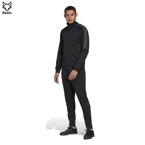 Men's Black Full <b>Zip</b> Tracksuit Sporty Quick Dry Polyester Track Suit Autumn Regular Fit Solid Color Stand Collar Long Sleeve - Product Image 4
