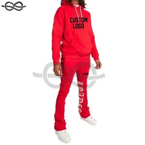 Survêtement évasé de haute qualité, logo personnalisé, streetwear élégant, sweats à capuche unis à manches longues, pantalons évasés pour hommes - Product Image 3